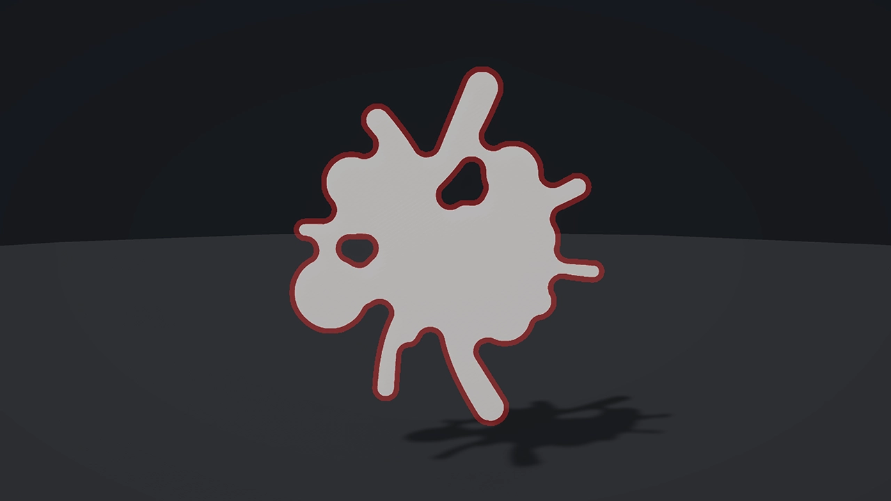 A cutout outline on a flat card, close up