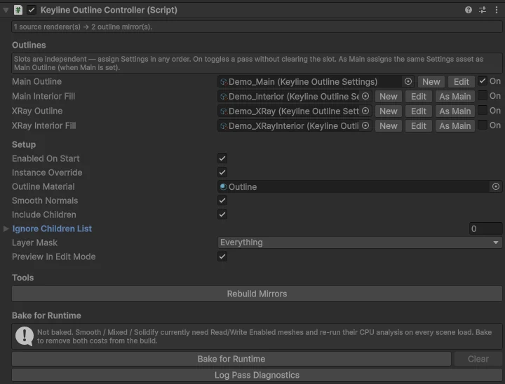 The Keyline Outline component