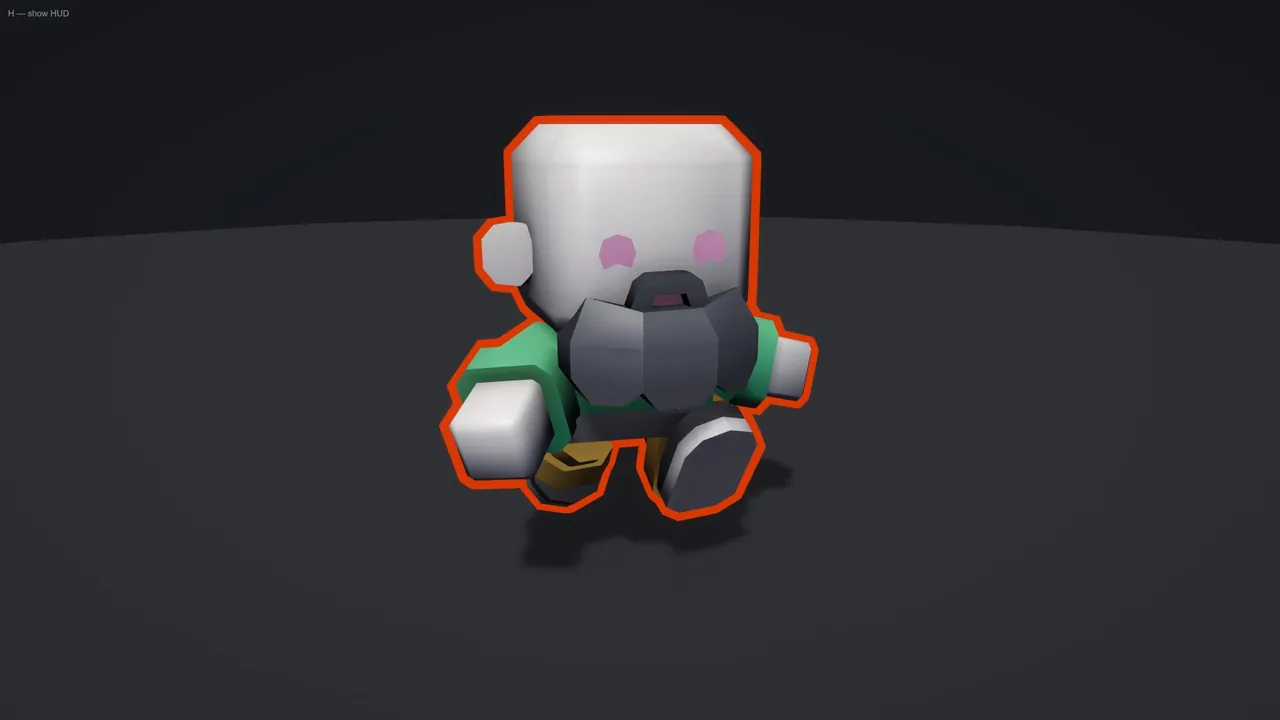 An animated character with an outline
